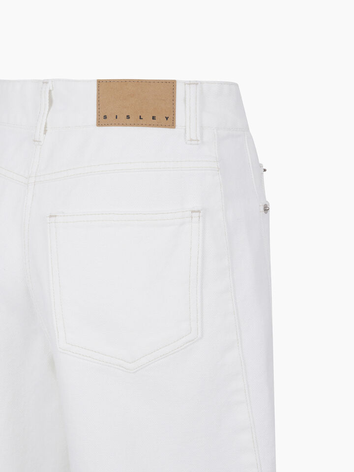 White denim bermudas - sisley k jeans shorts - White | Sisley K image number 4